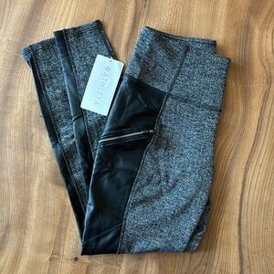 Athleta herringbone and leather leggings